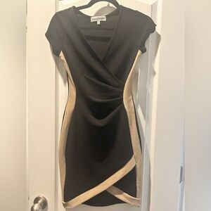 Black/ tan body hugging dress